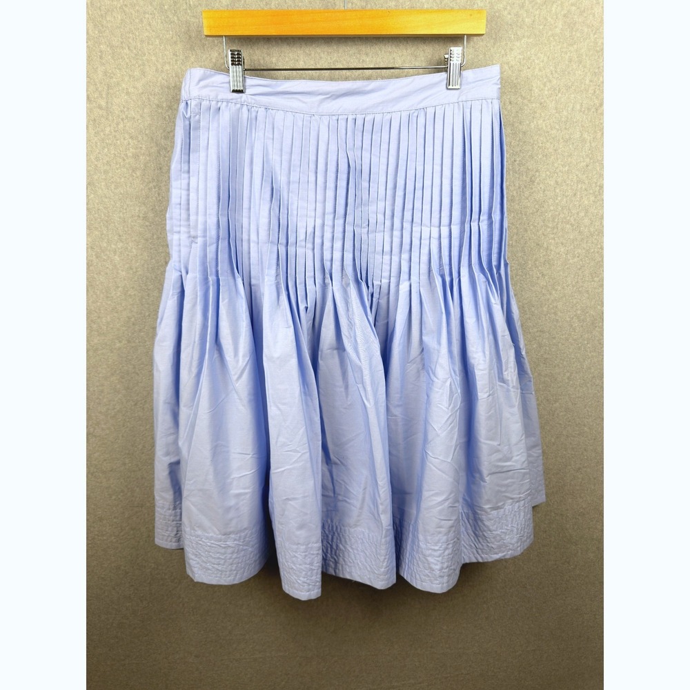 Free Assembly Womens Pintuck Knee Length Skirt Polished Blue Size L 12-14 NEW